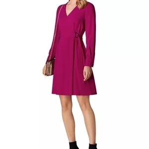 Karen Millen Magenta Belt-Detail A-Line Mini Dress UK6/US2